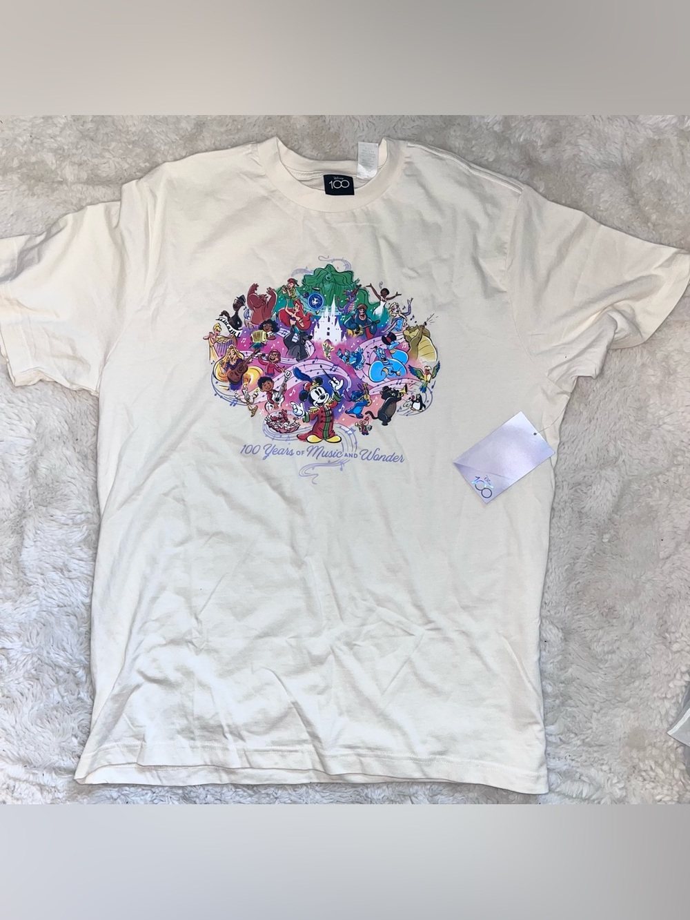 Disney 100 Years of Wonder T-Shirt Large Mickey Mouse Music Graphic NWT Adult L